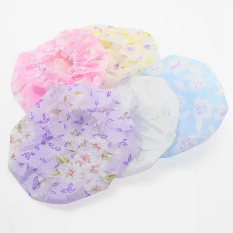 Waterproof Shower Cap For Women Reusable Bathing Cap With Lace Trim Elastic Hair Protection Cap For Kitchen Bathroom