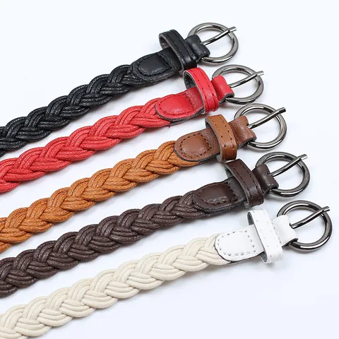 Ceinture Tressée Décontractée pour Femmes Boucle Ardillon Rétro Corde de Chanvre Robe Ceinture Décorative