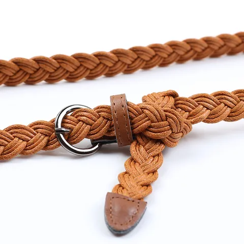 Ceinture Tressée Décontractée pour Femmes Boucle Ardillon Rétro Corde de Chanvre Robe Ceinture Décorative