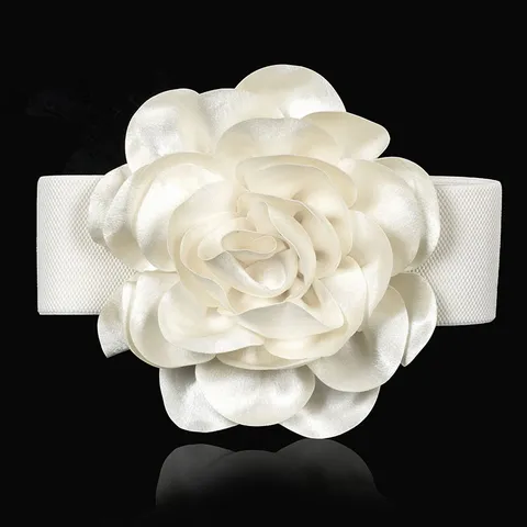 Ceinture Large Élastique à Fleur Oversize en Mousseline pour Femme Accessoires Décoratifs pour Robe Décontractée