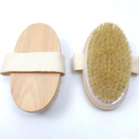 Cepillo de Baño de Madera Natural Cerdas Suaves Cepillo Exfoliante Corporal Con Cuentas de Masaje Herramienta de Limpieza