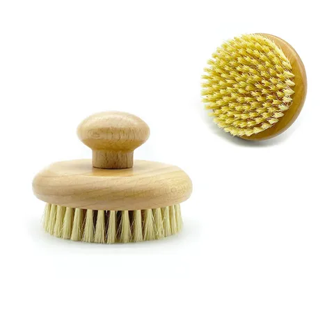 Spazzola Asciutta per Corpo in Legno Setole di Sisal Naturale Strumento di Massaggio Esfoliante per Bagno con Manico Rotondo