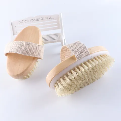 Cepillo de Baño Corporal de Madera Ovalado sin Mango Cepillo de Ducha Cerdas de Jabalí Natural Cepillo de Masaje Exfoliante para Baño