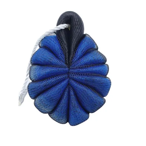 Farbblock Mesh Badeschwamm Weicher Peeling Pouf Ball mit Aufhängeseil Körperwäscher für Badezimmer Dusche