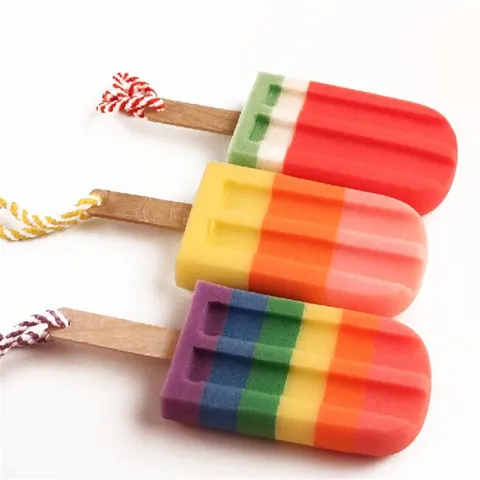 Cepillo de Baño de Esponja con Mango de Madera Helado Lindo Fruta Baño Limpieza Esponja para Niños