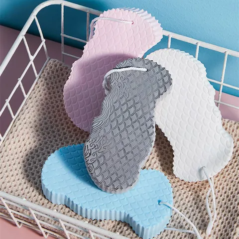 Baby Bath Sponge Soft Exfoliating Scrub Sponge For Kids Infants Deep Cleaning Body Scrubber With Hanging Rope