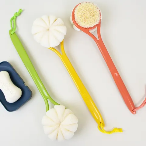 Spazzola da Bagno a Doppia Faccia con Manico Lungo in Plastica PE Spugna a Rete Setole Morbide Esfoliante Bagno