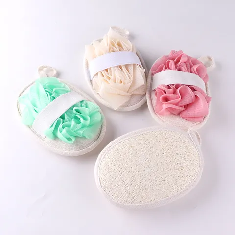 Esponja de Baño de Lufa Natural Exfoliante Corporal Con Bolsa de Malla Correa Suave Para Ducha Limpieza Diaria