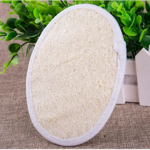 Large Natural Loofah Bath Sponge Exfoliating Scrubber Plant Fiber Body Scrub Pad With Elastic Hand Strap For Daily Shower Bathroom Cleaning