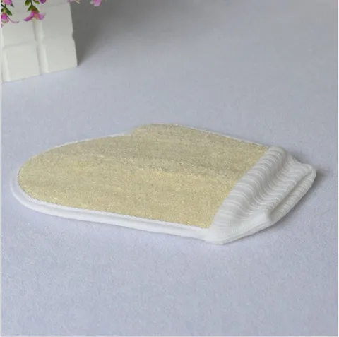 Guante de Baño Exfoliante de Luffa Natural con Banda Elástica en la Muñeca para Limpieza Corporal y Cuidado de la Piel
