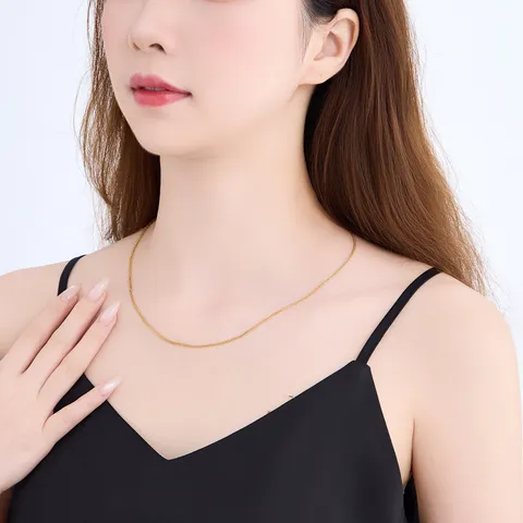 Stainless Steel 24K Gold Plated Chain Necklace Minimalist Adjustable Choper Chain Jewelry For Women Daily Wear