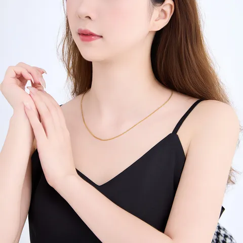Stainless Steel 24K Gold Plated Chain Necklace Minimalist Adjustable Choper Chain Jewelry For Women Daily Wear