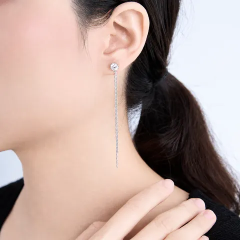 Minimalistische Edelstahl Lange Quaste Kette Ohrring Anhänger Für Damen DIY Mode Schmuck Mit Strass Künstliche Perle