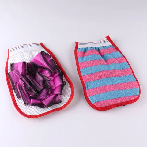 Guante de Baño Exfoliante Guante Exfoliante de Ducha de Doble Cara con Esponja de Malla para Lavado Corporal Accesorios de Baño Diarios