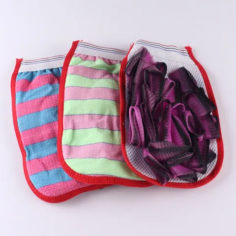 Guante de Baño Exfoliante Guante Exfoliante de Ducha de Doble Cara con Esponja de Malla para Lavado Corporal Accesorios de Baño Diarios