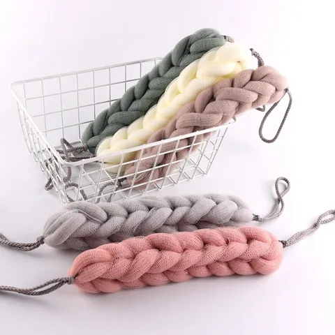 Long Mesh Bath Sponge Strip For Back Scrubbing Exfoliating Soft PE Mesh Body Scrubber With Hanging Rope Bathroom Cleaning Tool
