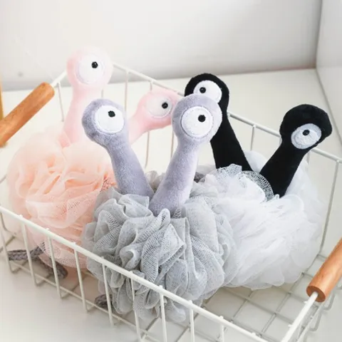 Éponge de Bain en Maille Mignonne et Créative Grands Yeux Douce Boule de Douche Nettoyage Corporel Pour Salle de Bains