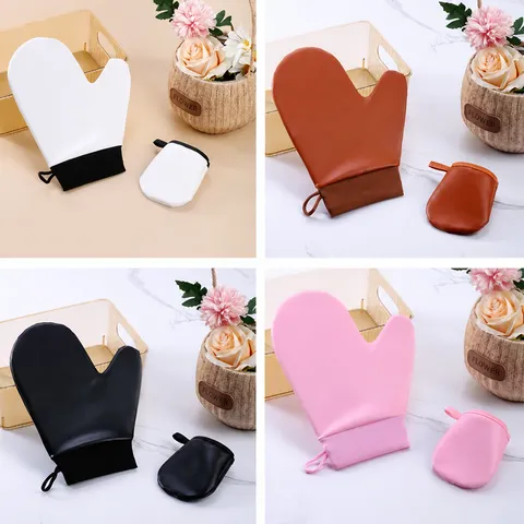 Flocked Self Tanning Mitt Body Lotion Applicator Glove Soft Velvet Tanning Mittens For Sunless Tanner Lotion Mousse Drops