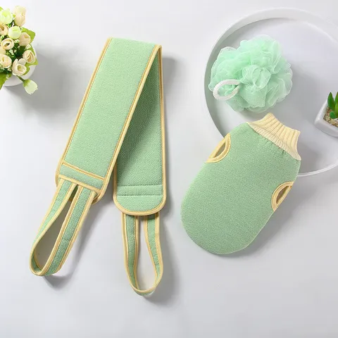 Conjunto de Esponja y Estropajo Exfoliante para Baño Guantes de Baño y Correa Raspadora de Espalda Accesorios de Ducha para Adultos Limpieza Corporal