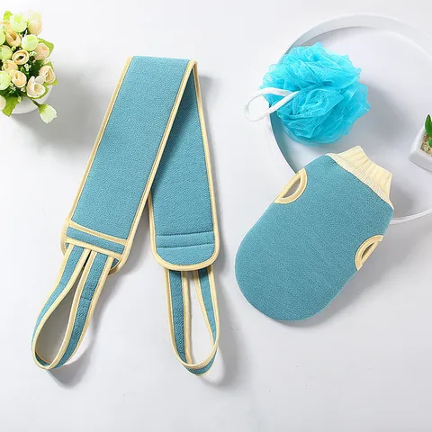 Conjunto de Esponja y Estropajo Exfoliante para Baño Guantes de Baño y Correa Raspadora de Espalda Accesorios de Ducha para Adultos Limpieza Corporal