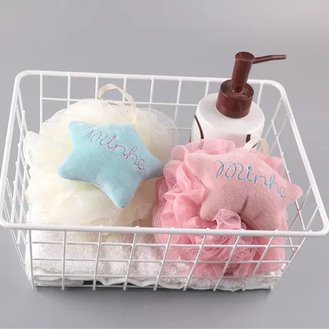 Cute Star Bath Sponge Soft Mesh Bath Ball Body Exfoliating Loofah Scrubber with Plush Star Pendant For Daily Shower