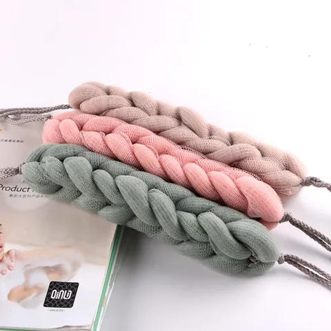 PE Mesh Bath Strip Stretchable Back Scrubbing Towel With Hanging Rope Long Bath Sponge Shower Cleaning