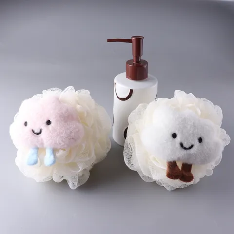 Éponge de Bain Mignonne Nuage et Oiseau en Maille Douce Boule de Douche