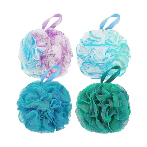 Esponja de Baño Grande Pouf de Ducha de Malla PE Suave Color Degradado Exfoliante Bola de Ducha para Limpieza Corporal Diaria