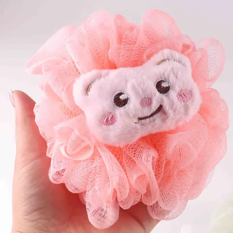 Linda Esponja de Baño de Oso de Dibujos Animados Malla Suave Bola de Baño Puf de Ducha Para Mujeres Adultos Limpieza Corporal Accesorios de Baño