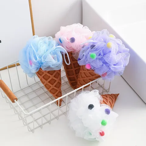 Kreativer Eistüte Regenbogen Cupcake Badeschwamm Netz Duschball Süßer Körperwäscher Badeschwamm Für Tägliche Reinigung