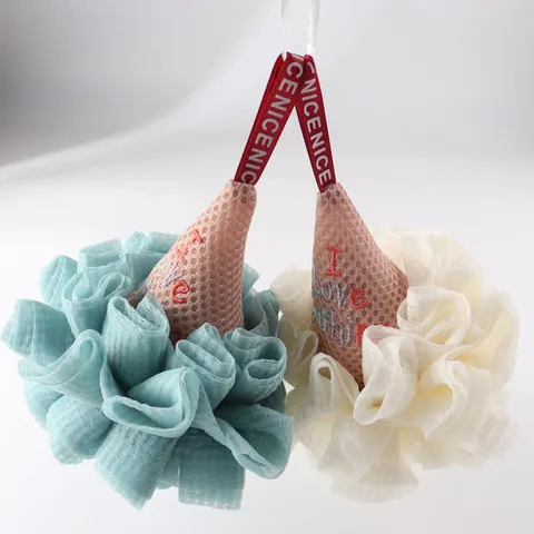 Eiscreme-Form Weicher Peeling Badeschwamm Netz Pouf Ball Mit Aufhängeband Für Dusche Körperreinigung Badaccessoires