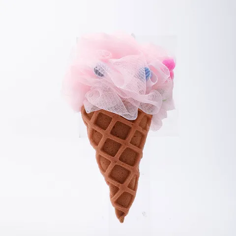 Creative Ice Cream Cone Bath Ball Rainbow Mesh Sponge Soft Exfoliating Shower Bath Scrubber Body Cleaning Tool