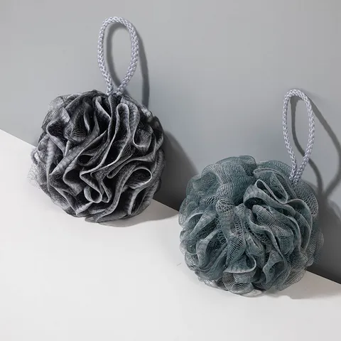 Soft Mesh Bath Sponge Color Blocking Exfoliating Bath Ball With Hanging Rope Daily Shower Accessories For Bathroom Home
