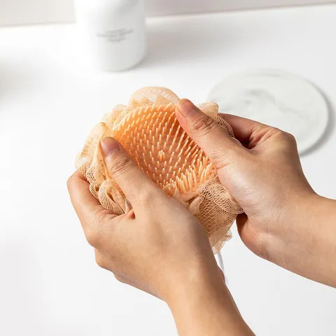 Esponja de Baño de Silicona Bola de Baño de Malla Grande Con Cepillo de Masaje Capilar Luffa Suave Exfoliante Para Limpieza Corporal Mujeres Hombres