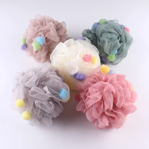 Esponja de Baño de Malla Grande Suave PE Red Bola de Ducha Con Cordón Esponja Colorida Puff de Baño Exfoliante Corporal
