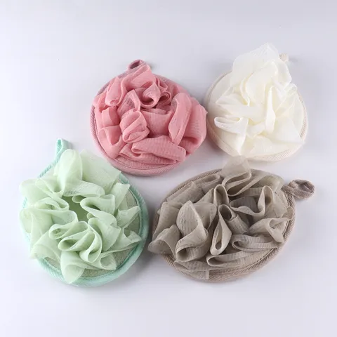 Esponja de baño de malla fina de mano bola de ducha exfoliante suave depurador corporal cordón accesorio de baño para mujeres hombres uso diario