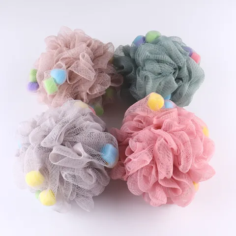 Esponja de Baño de Malla Grande Suave PE Red Bola de Ducha Con Cordón Esponja Colorida Puff de Baño Exfoliante Corporal