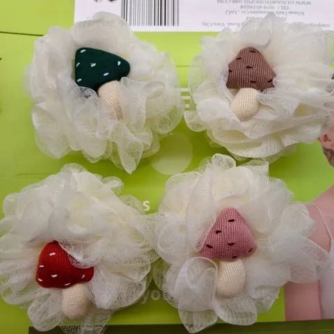 Niedlicher Pilz Netz Badeschwamm Weicher PE Badeball Aufschäumender Körperwäscher Cartoon Duschpuschel Für Kinder Damen Badaccessoires