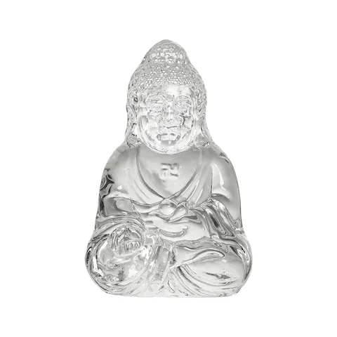 Style Chinois Blanc Cristal Bouddha Statue Bureau Ornement Coloré Verre Méditation Figurine Décoration Maison