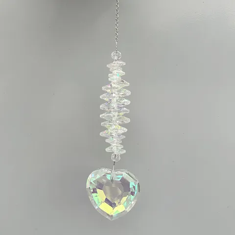 Luxe Léger Cristal Attrape-Soleil Carillon Éolien Lune Cœur de Pêche Perles Octogonales Pendentif Suspendu Pour Décoration de Jardin