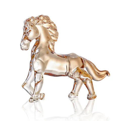 Chinois Moderne Style Cristal Verre Galopant Cheval Figurine Bureau Bureau Décor Animal Statue Cristal Ornement Cadeau