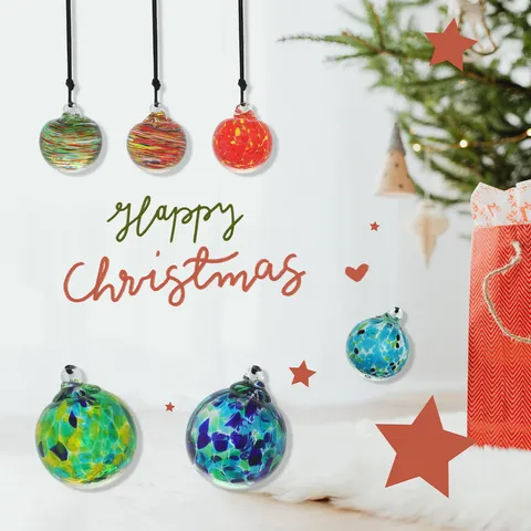 Handmade Blown Glass Christmas Ball Hanging Ornament Colorful Painted Sun Catcher For Home Party Decor