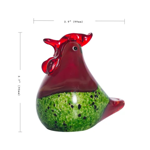 Figurine de Coq et Poule en Verre Cristal Statue Animale Ornement Artisanal Glacé Coloré Bureau Décoration Maison Cadeau