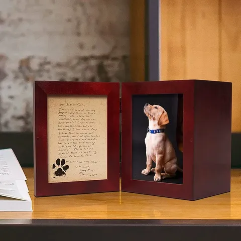 Wooden Pet Urn With Photo Frame Dog Cat Cremation Memorial Box Wood Keepsake Burial Casket Paw Print Design