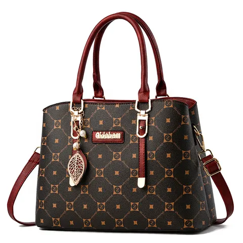 Borsa a Mano in Pelle PU da Donna Grande Capacità Motivo Geometrico Tote Bag Moda Commuter Borsa a Tracolla