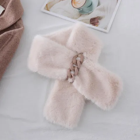 Inverno Tinta Unita Peluche Caldo Sciarpa Versatile Catena Croce Ispessito Morbido Scaldacollo Moda Inverno Collo Usura
