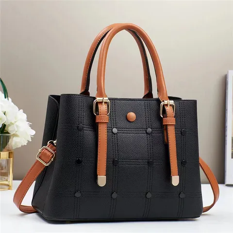 Borsa a Tracolla da Donna in Pelle PU Moda Vintage a Quadri con Manico Superiore Borsa a Spalla Casual Quotidiana