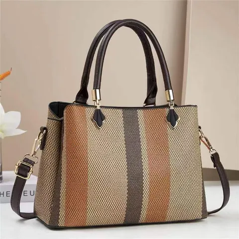 Donna Moda Patchwork Contrasto di Colore Pelle PU Spalla Borsa a Tracolla Casual Manico Superiore Borsa a Mano Giornaliera