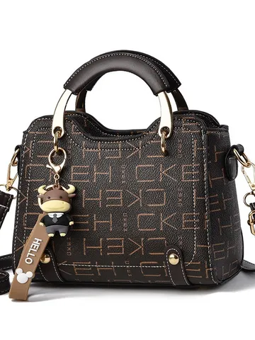Borsa a Secchiello in Pelle PU da Donna Chic Catena Serratura Borsa a Mano Casual Quotidiana Tracolla