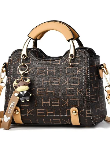 Borsa a Secchiello in Pelle PU da Donna Chic Catena Serratura Borsa a Mano Casual Quotidiana Tracolla